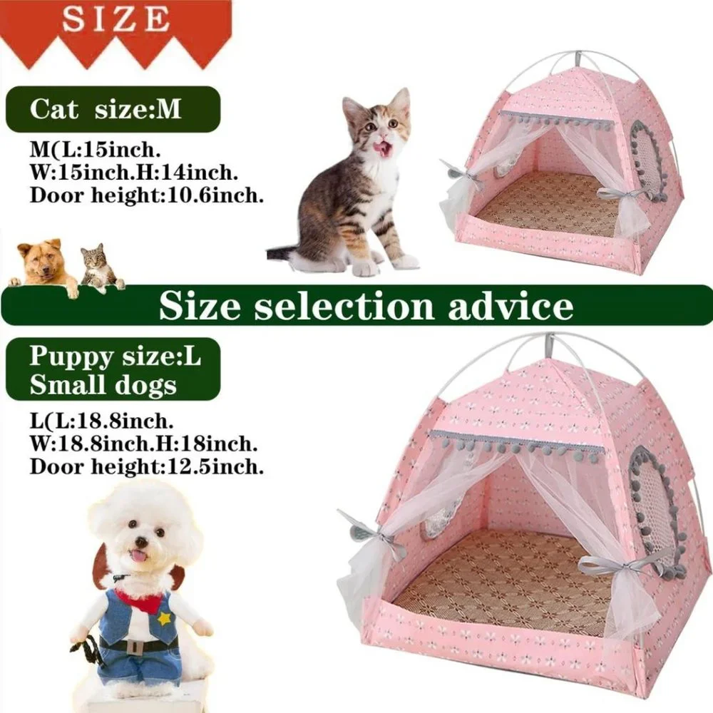 Cat Princess Indoor Tent House Pet Dog Cute Floral Cave Bed Portable Dog Tent